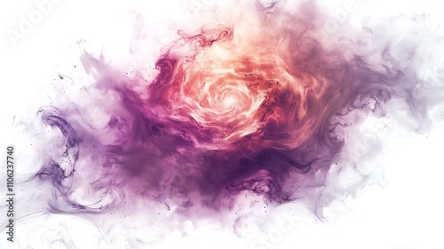 A swirling nebula of cosmic gas and dust, isolated on a white background