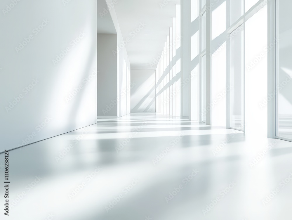 Obraz premium Bright Minimalist White Corridor Interior Design