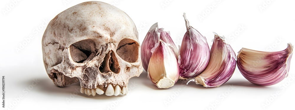 Naklejka premium Photo of a garlic clove on a white background