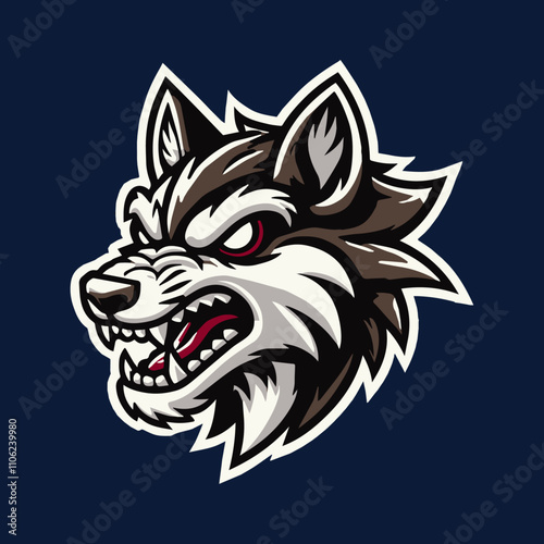 Fierce Wolf Head Vector Sports Mascot Logo – Bold, Dynamic Design for Teams and Merchandise photo