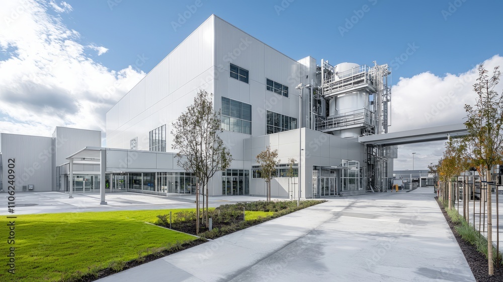 Modern Industrial Building Complex Exterior Modern Industrial Building Complex Exterior