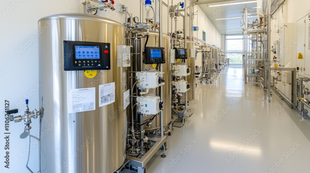 Modern Industrial Facility with Stainless Steel Tanks