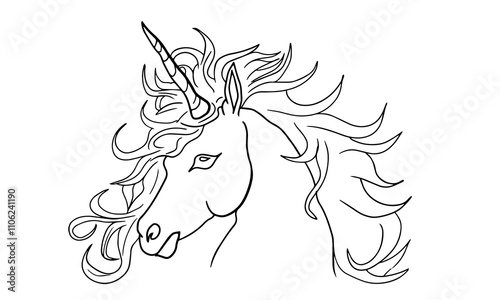 Unicorn face vector illustration, magic