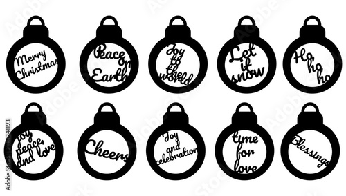 Vector illustration silhouettes of Christmas balls