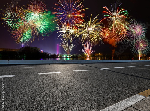 celebration night city road landscape holiday firework happy new year