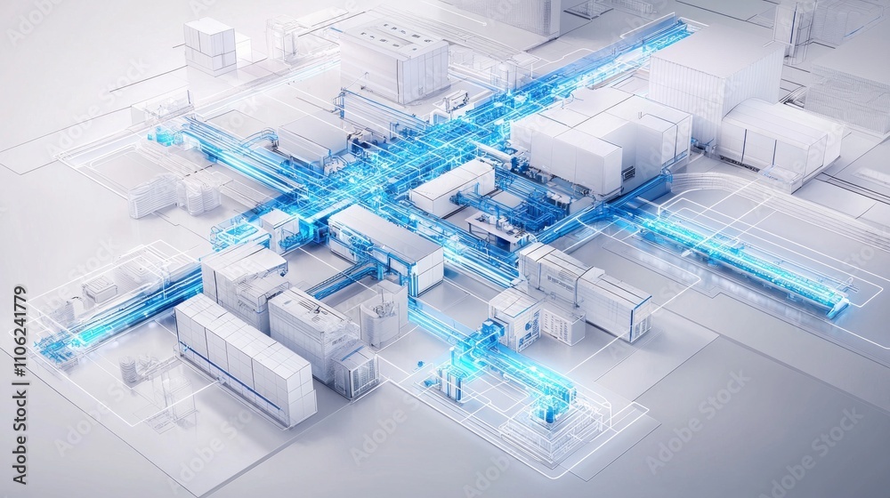 Fototapeta premium Smart City Network Infrastructure Visualization