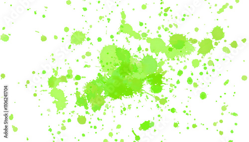 Energetic and dynamic abstract design element with vibrant green watercolor splashes on a transparent background