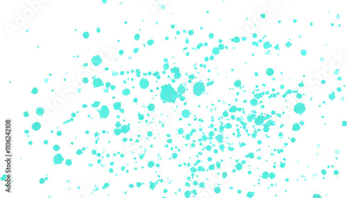 Turquoise paint splattering on a transparent background, creating an artistic and vibrant visual effect