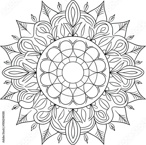 black Mandal simple design mandala black and white