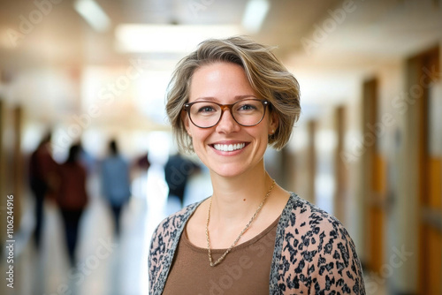 High school principal portrait glasses female