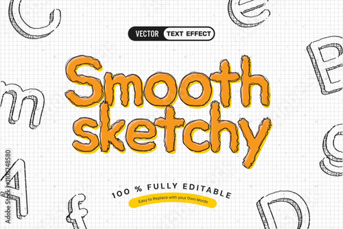 Smooth Orange Sketch Editable Text Effect