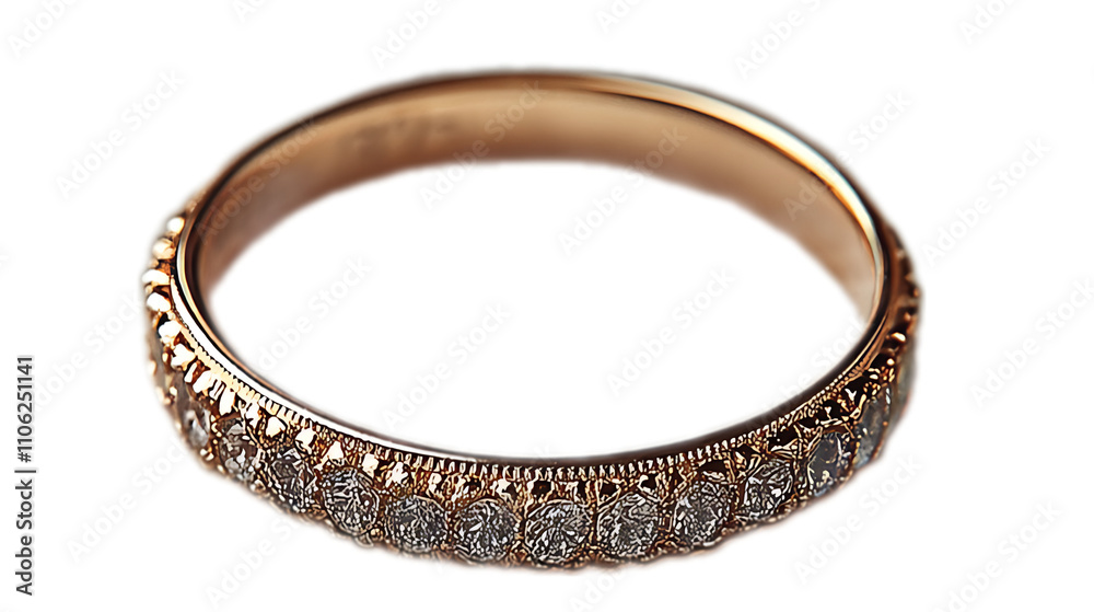 Rose gold band with diamonds. Rose gold band with diamonds.
