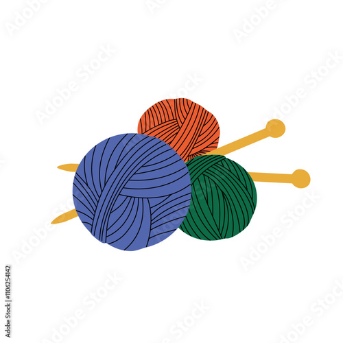 Knitting threads and knitting needles.