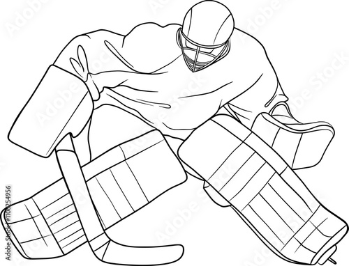 hockey goalie vector hand drawn outline illustration cut out