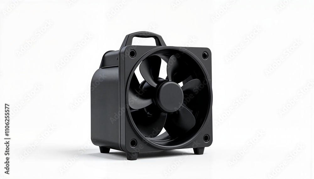 Fototapeta premium Isolated item on white background in the form of a black desk fan 