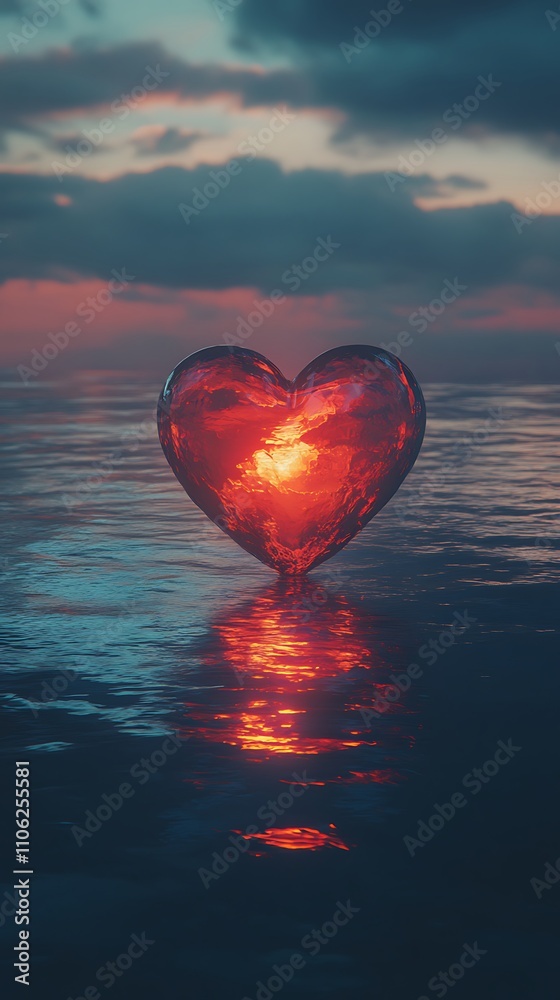 Fototapeta premium Heart-shaped object resting gently serene sea water photos