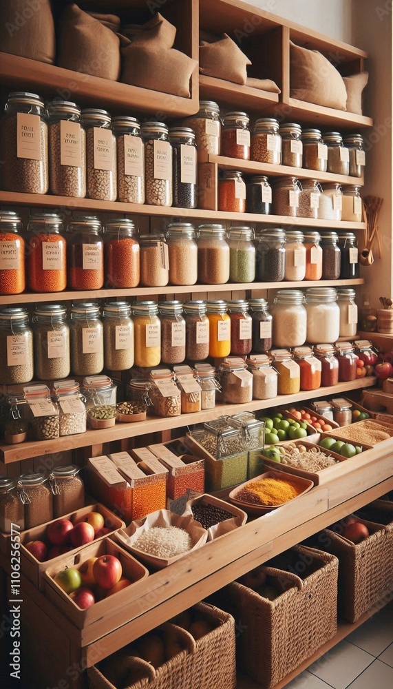 Eco-Friendly Zero-Waste Shop Display with Bulk Sustainable Products Eco-Friendly Zero-Waste Shop Display with Bulk Sustainable Products