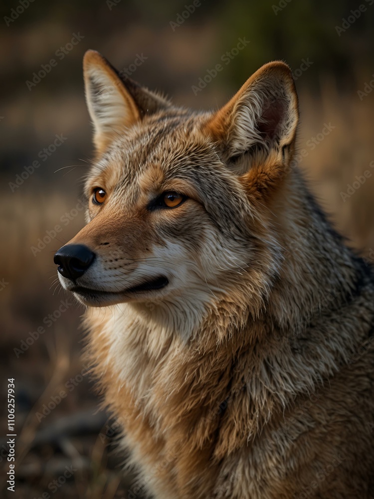 Fototapeta premium Howling coyote portrait.