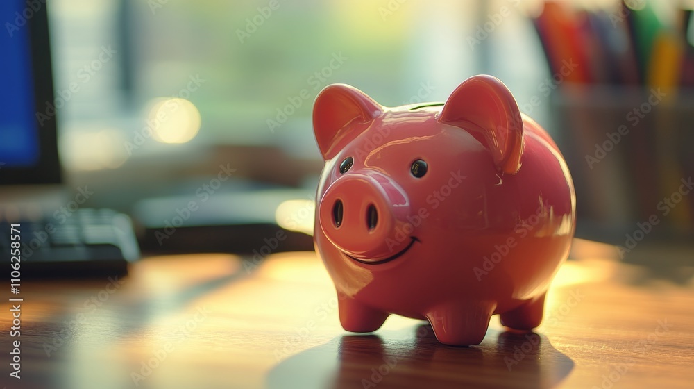 Obraz premium Piggy Bank Savings: A Symbol of Financial Security - Piggy bank, savings, finance, money, future. Represents financial planning and securing your future.