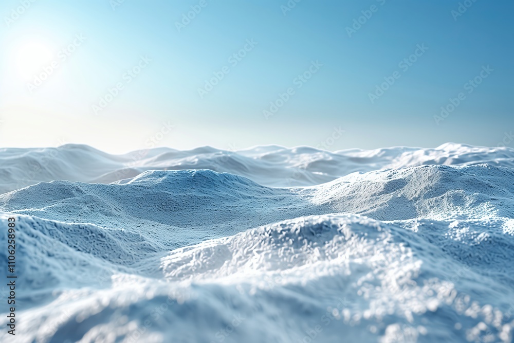 Fototapeta premium Expansive snowy landscape under a clear sky.