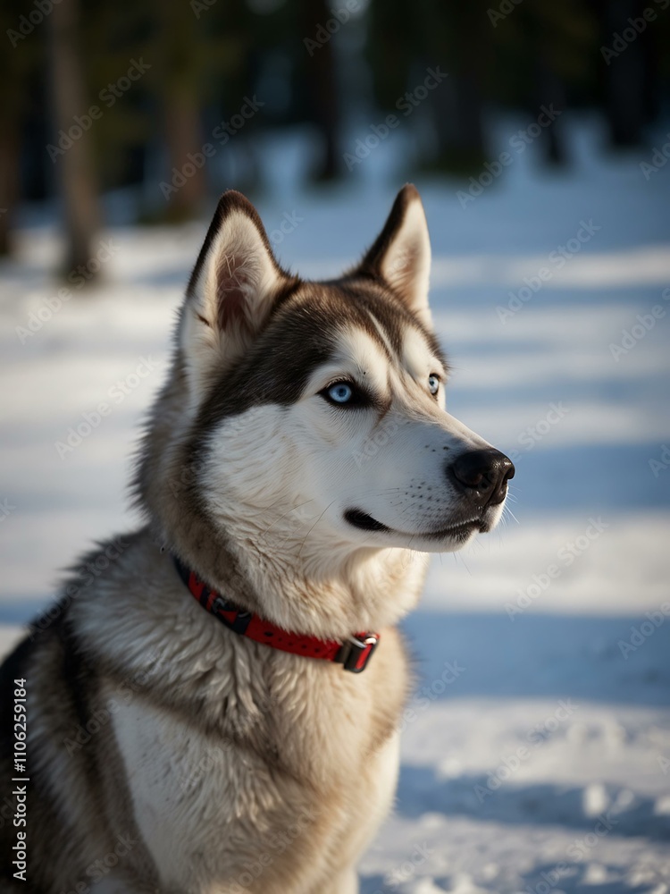 Husky dog sledding in Lapland, Northern Sweden Husky dog sledding in Lapland, Northern Sweden
