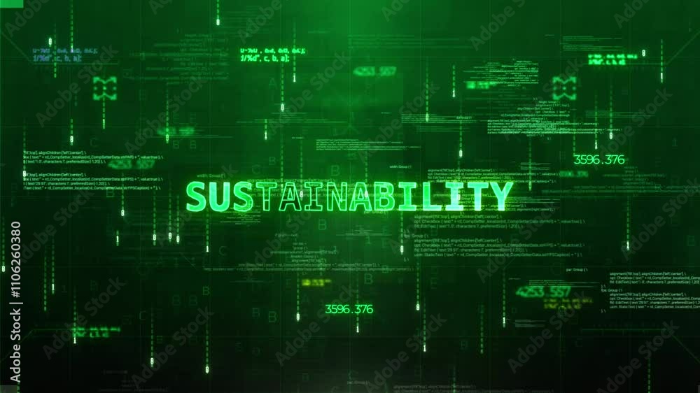 Sustainability Word on Style Hologram Video 02 Sustainability Word on Style Hologram Video 02