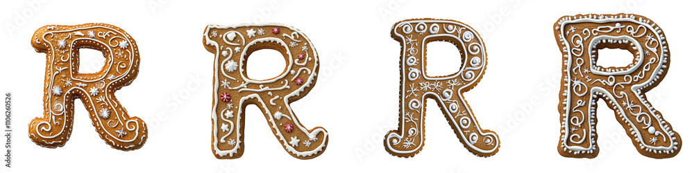 Alphabet R, made with gingerbread cookie, Logo design, letter, isolated on a transparent background Alphabet R, made with gingerbread cookie, Logo design, letter, isolated on a transparent background