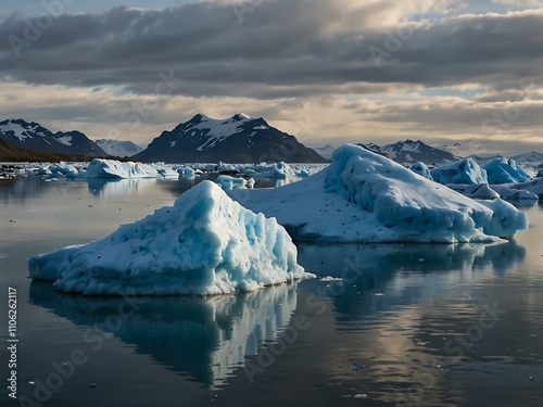 Wallpaper Mural Icebergs in Jokulsarlon glacier lagoon, Iceland. Torontodigital.ca