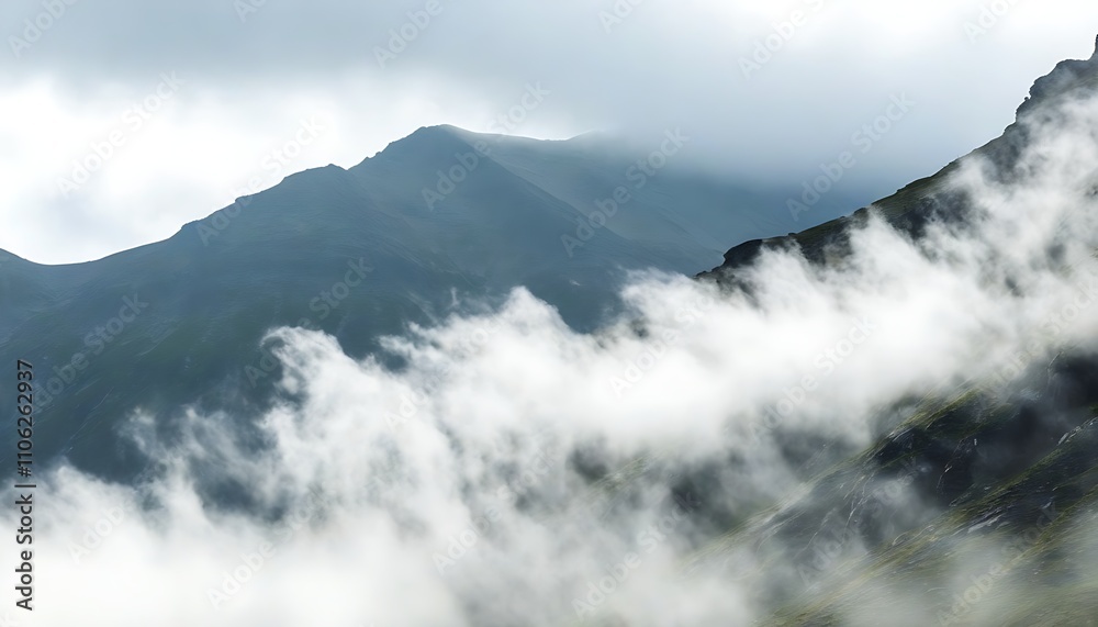 Foggy Mountain Scenery: Explore Natural Wilderness. Foggy Mountain Scenery: Explore Natural Wilderness.