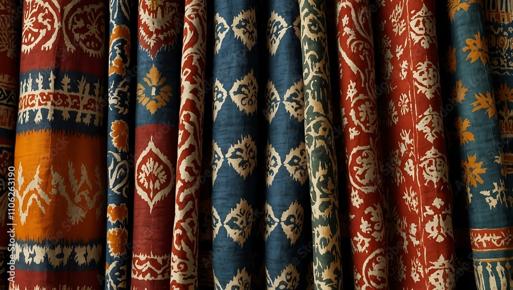 Ikat textiles from an Indonesian market. Ikat textiles from an Indonesian market.