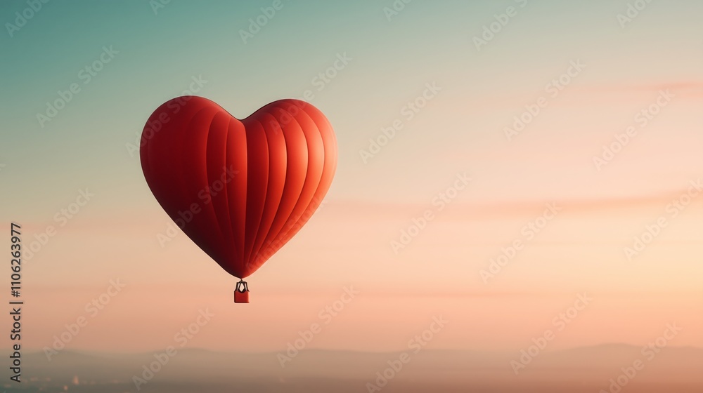 Fototapeta premium Heart-shaped balloon floats above