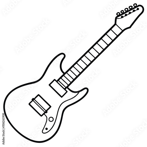 guitar outline, coloring page, silhouette vector 