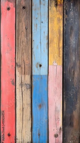 Colorful wooden background with vibrant wood planks