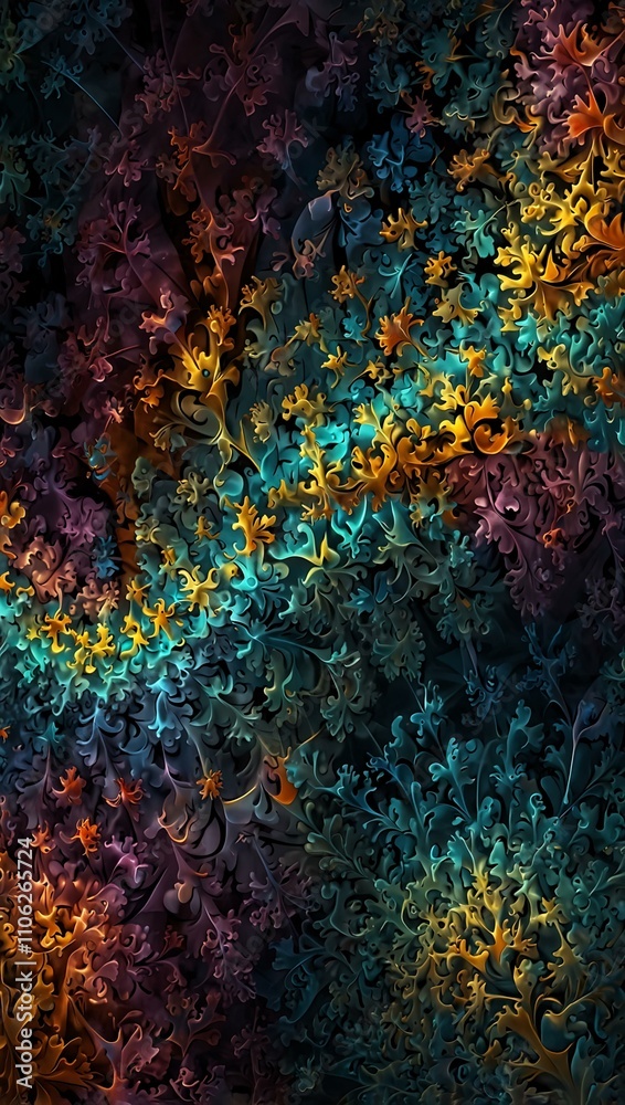 Naklejka premium Imaginative fractal background, repeated.