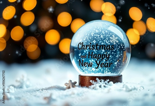Christmas ball on snow.
