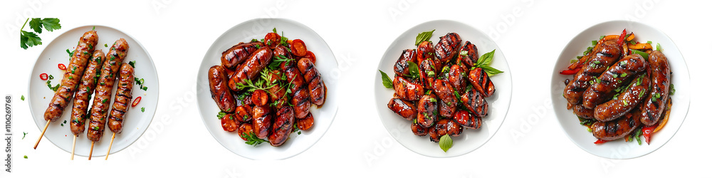 Delicious Grilled Sausage Dishes with Fresh Herbs and Vegetables Delicious Grilled Sausage Dishes with Fresh Herbs and Vegetables