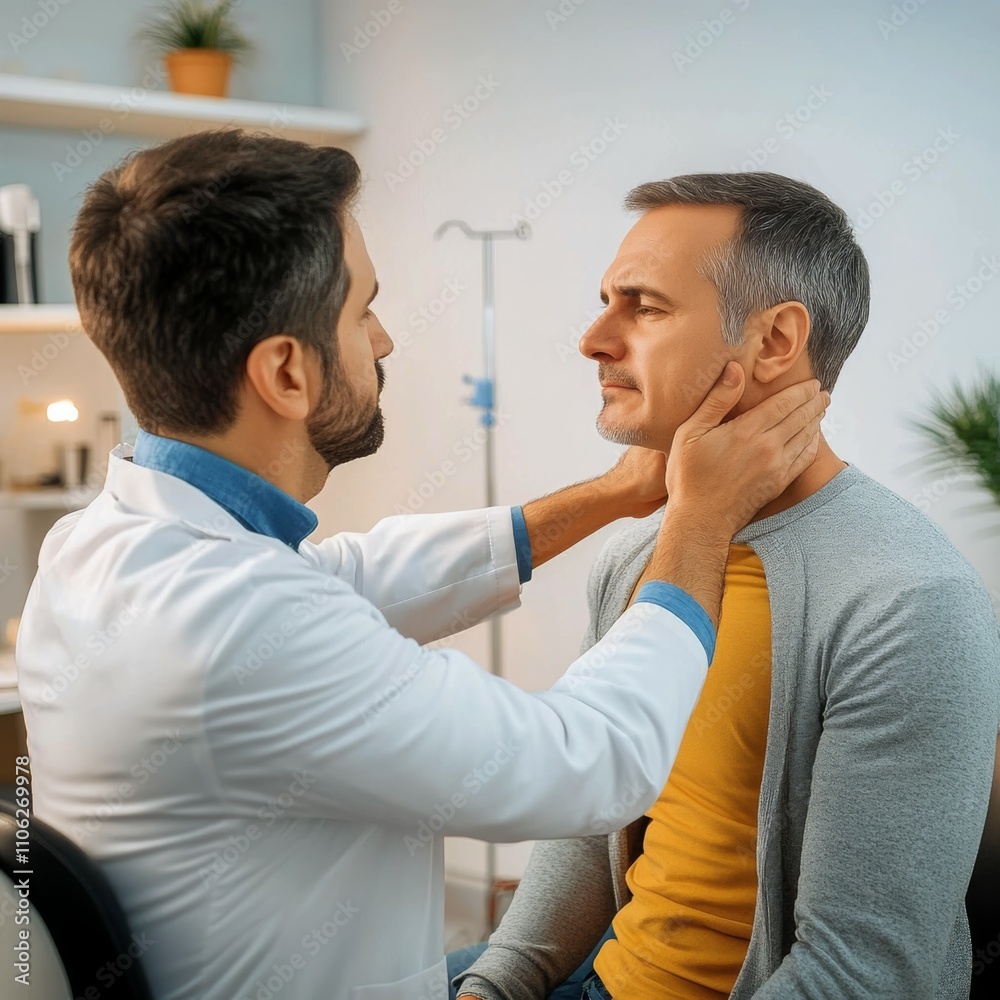 Obraz premium Doctor Examining Patient's Neck