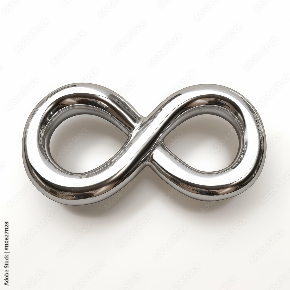Shiny metallic infinity symbol representing infinite possibilities on white background Shiny metallic infinity symbol representing infinite possibilities on white background