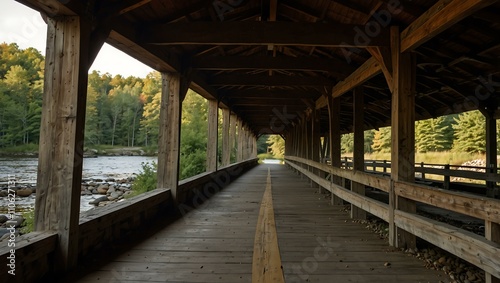 Interior of a covered bridge in Taftsville, Vermont.