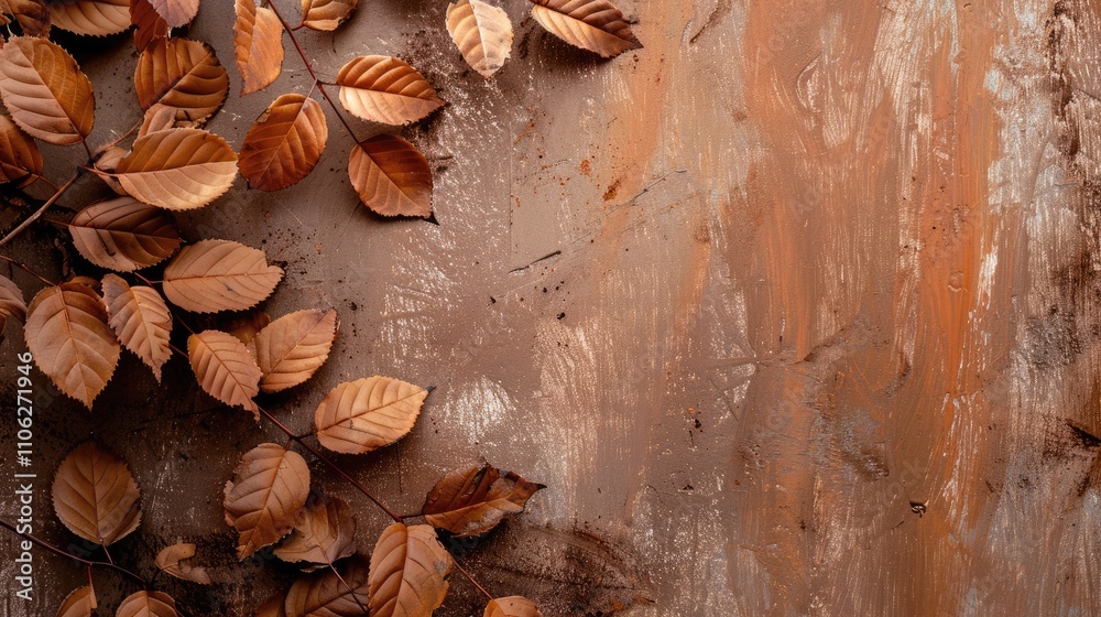 Brown plant leaves against brown backdrop in fall Brown plant leaves against brown backdrop in fall
