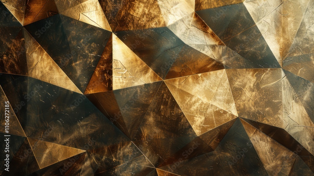 custom made wallpaper toronto digitalAbstract geometric background with golden, bronze, and dark brown polygonal shapes.
