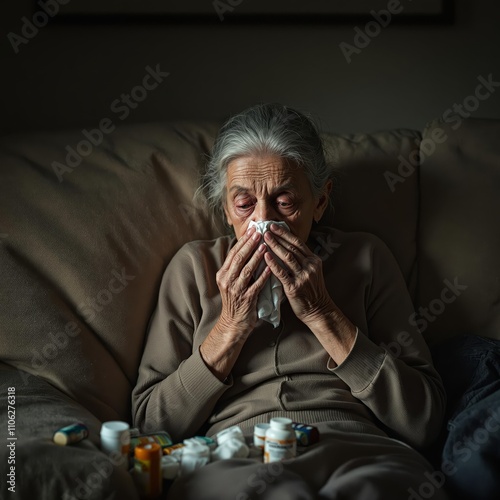 woman blowing their nose