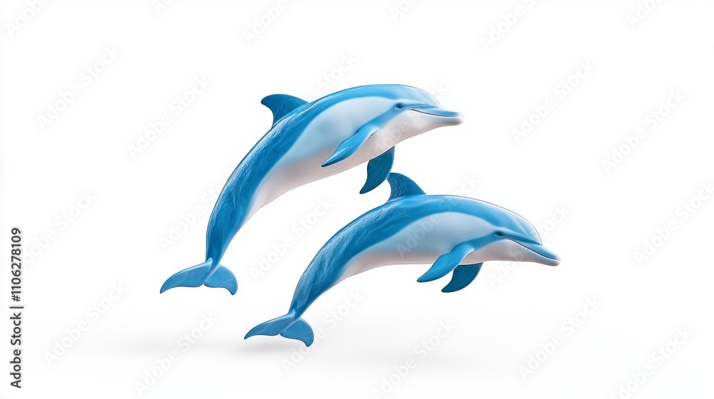 Fototapeta premium A minimalist image of three dolphins jumping in the ocean.
