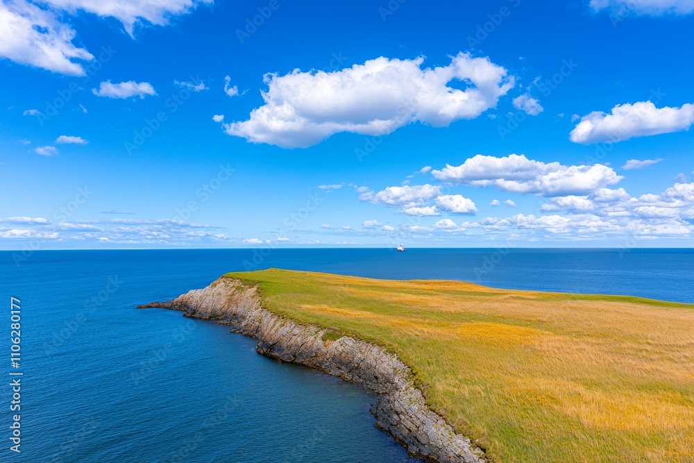 The sight of Skomer Island and the ocean from Pembrokeshire Coast National Park. The sight of Skomer Island and the ocean from Pembrokeshire Coast National Park.