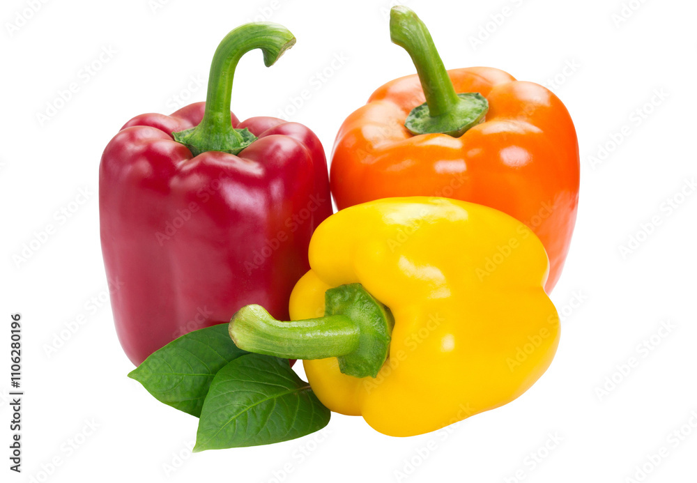 red, yellow and orange bell peppers isolated, bell peppers, vitamin c, antioxidants, red, yellow and orange bell peppers isolated, bell peppers, vitamin c, antioxidants,