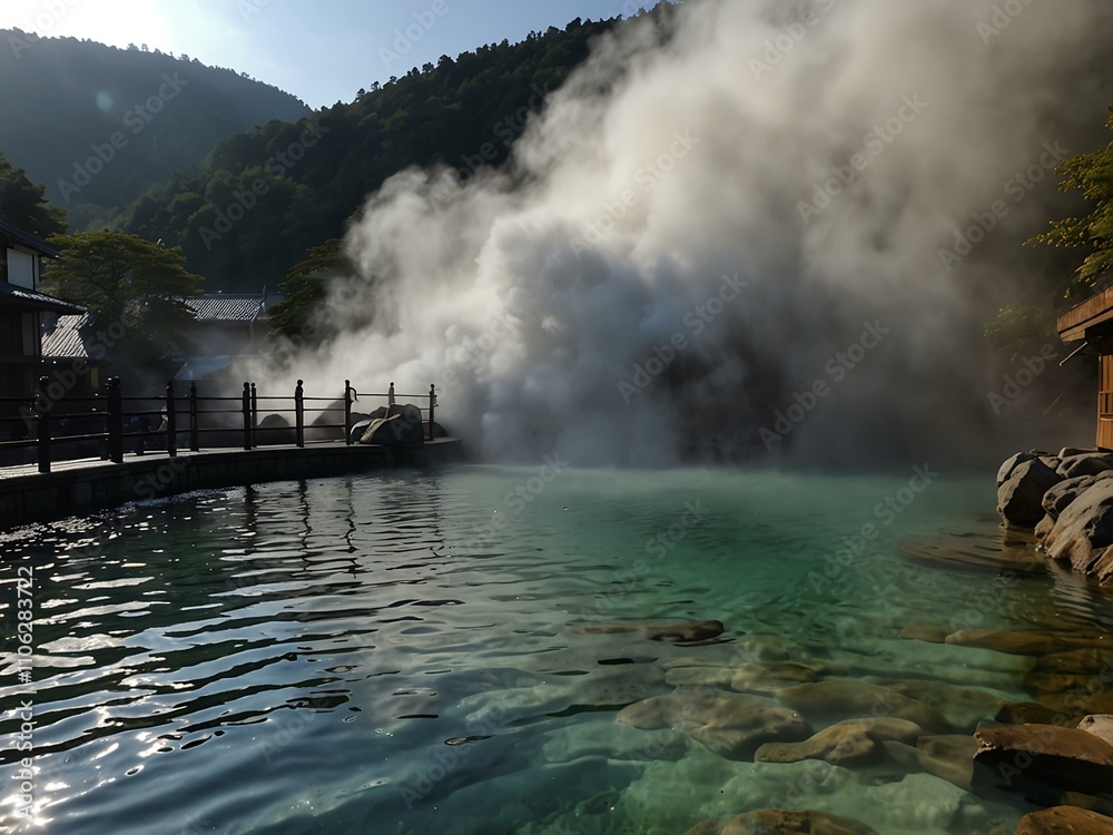 Fototapeta premium Kusatsu Onsen hot spring in Japan.