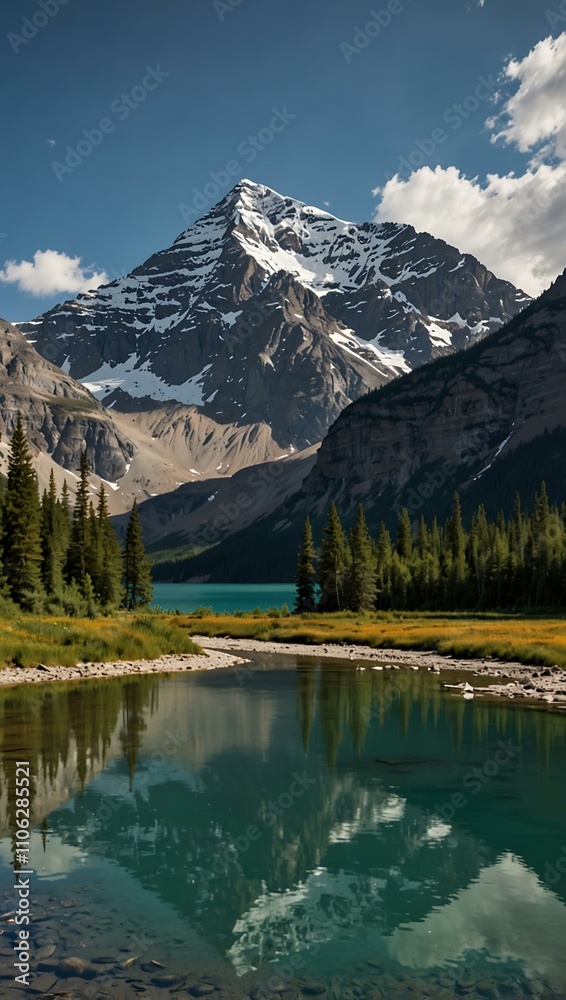 Fototapeta premium Lake Kinney, Mt Robson Provincial Park, Canada.