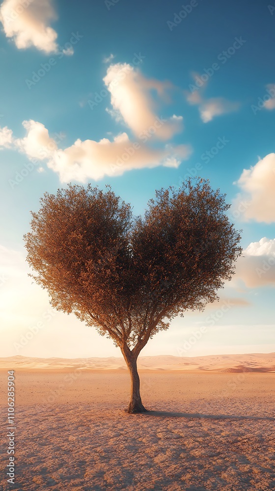 Gorgeous heart-shaped tree highlighted tranquil nature setting picture