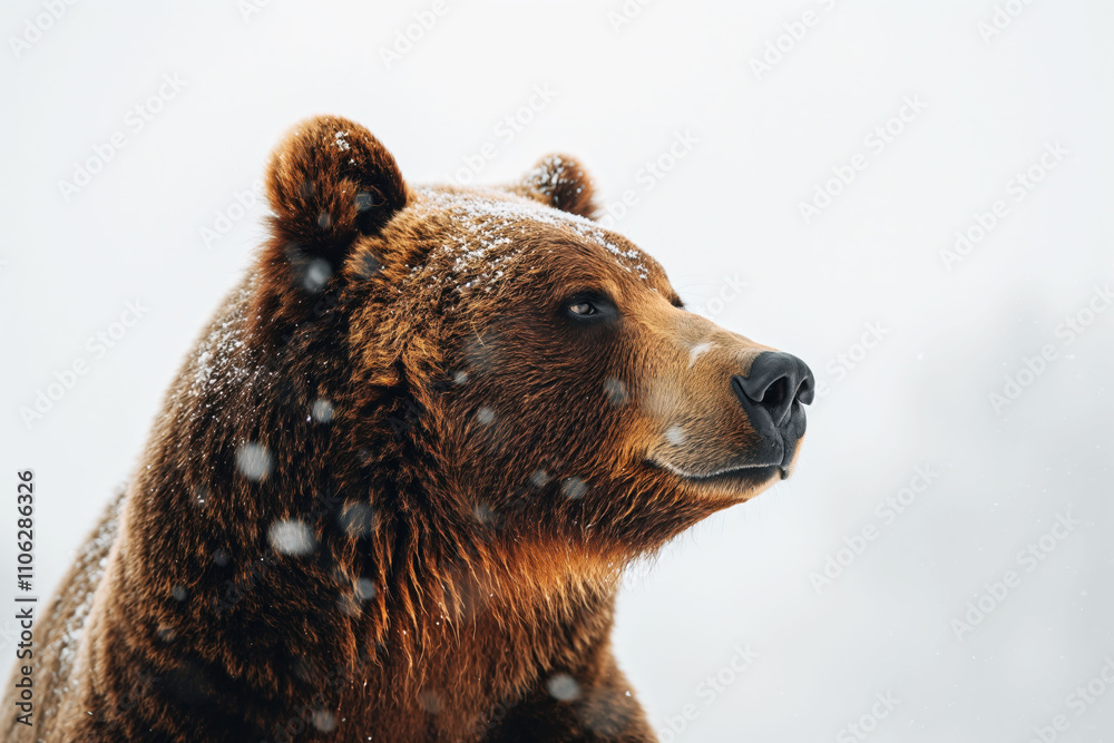 Fototapeta premium Brown bear in profile against a soft light background symbolizing Bear Day Bulgaria celebration