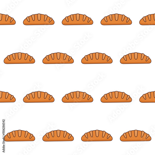 Bread bakery Product Seamless Pattern background. Doodle Bread Symbol Isolated on White. Textile Fabric Swatch. 